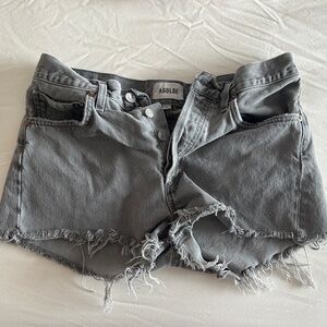 Agolde Frayed Hem Gray Jean Shorts